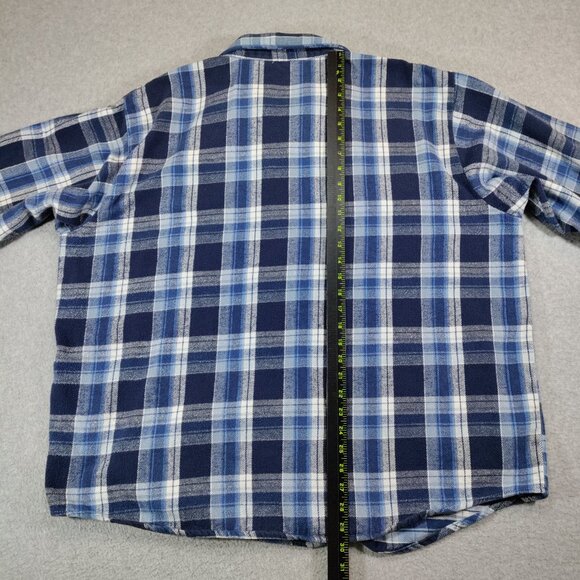 OshKosh B'Gosh Flannel Shirt Mens 2XLB Blue Plaid Heavyweight Cotton *Flaws* - Picture 11 of 13